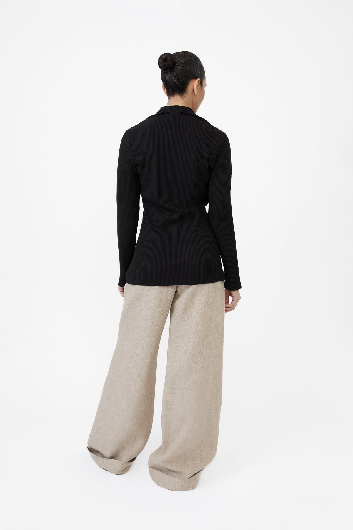 DĀL THE LABEL Modal Rib Knit Collared Cardigan
