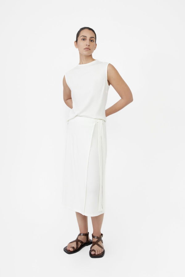 DĀL THE LABEL Modal Rib Knit Wrap Skirt