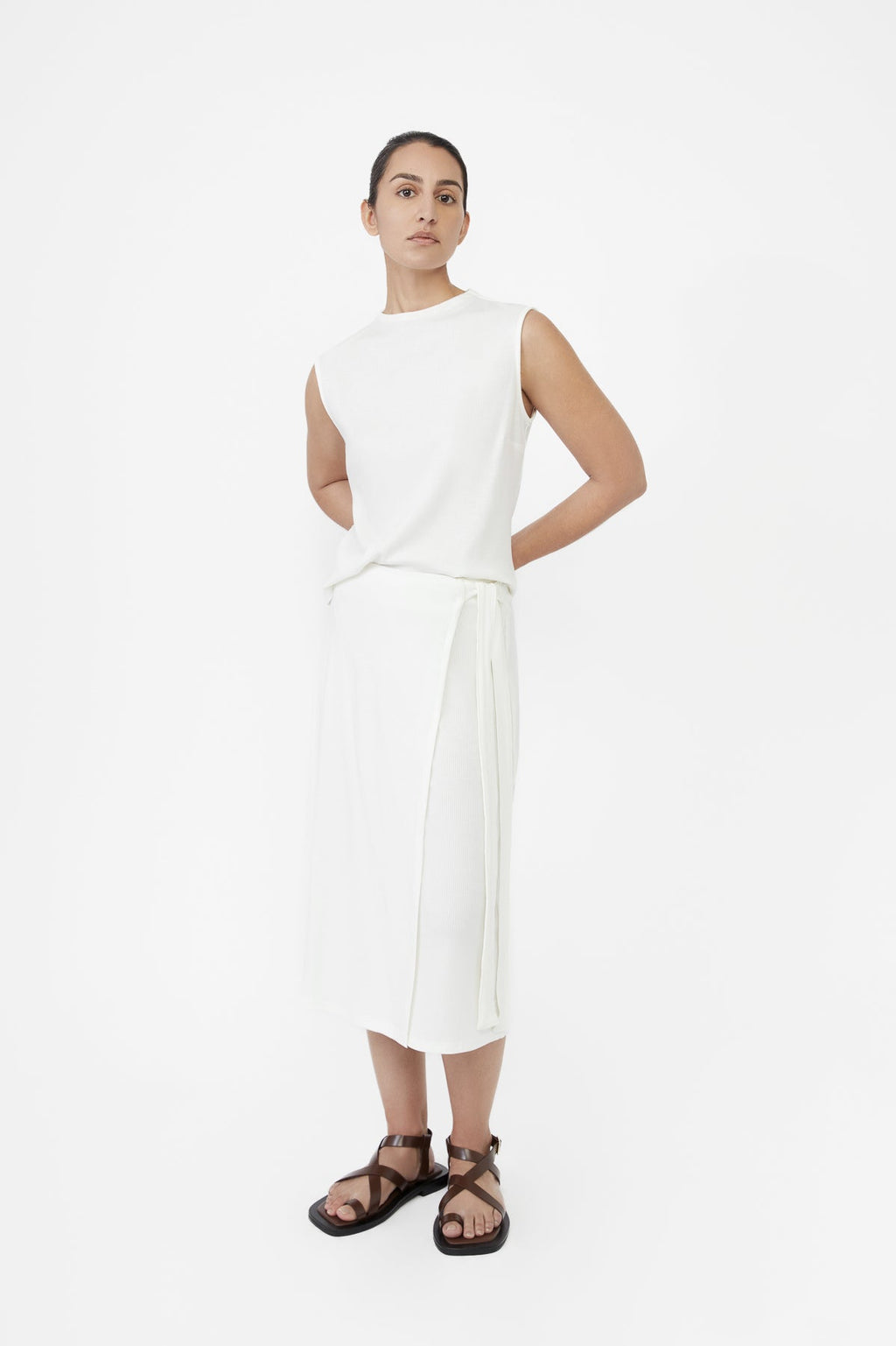 DĀL THE LABEL Modal Rib Knit Wrap Skirt