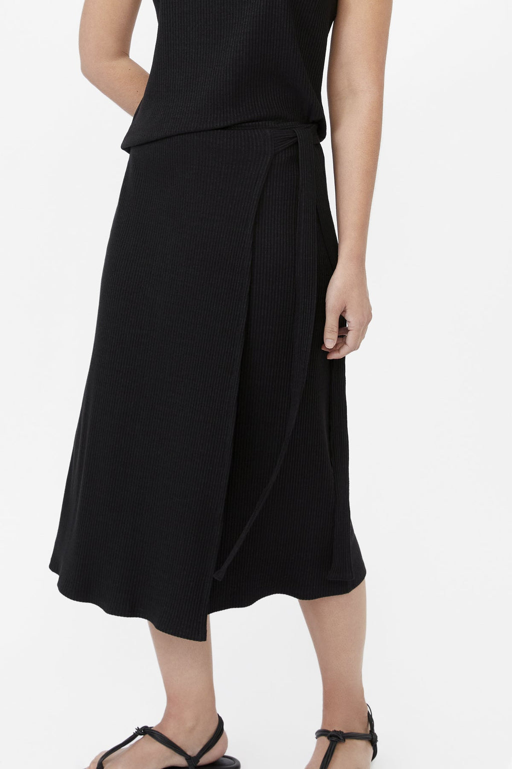 DĀL THE LABEL Modal Rib Knit Wrap Skirt