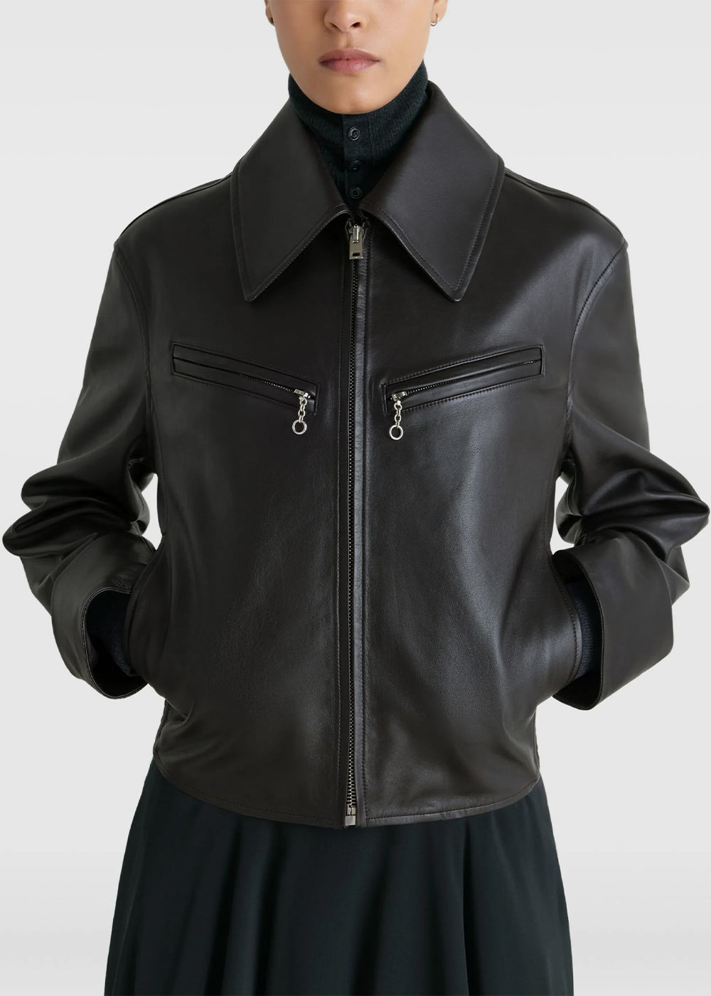 Lemaire Boxy Leather Blouson - Moka