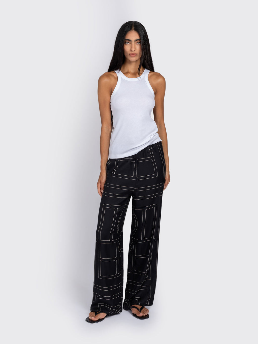 Totême Monogram Silk Pj Bottoms - Black