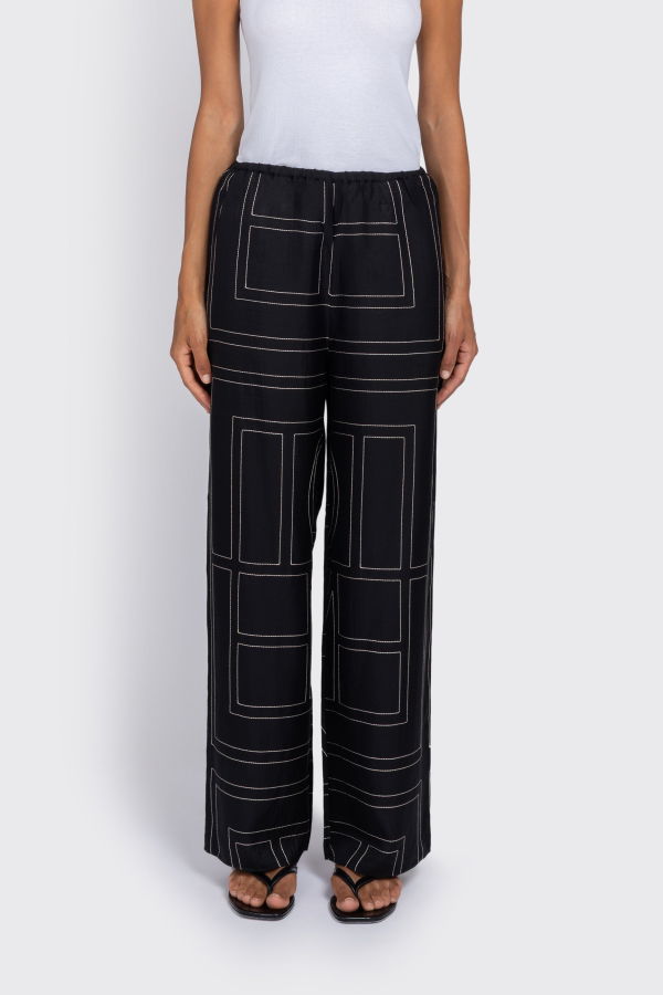 Totême Monogram Silk Pj Bottoms - Black