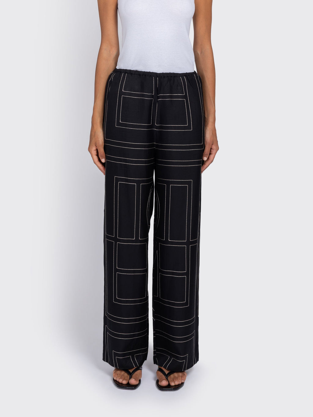 Totême Monogram Silk Pj Bottoms - Black
