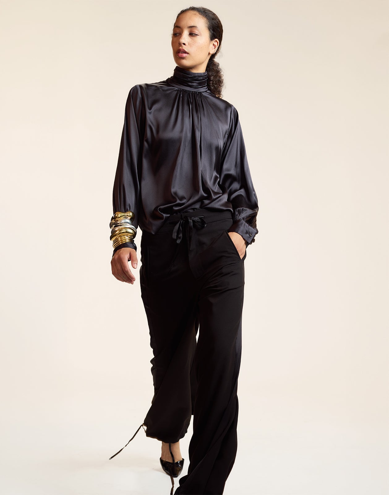 Cynthia Rowley Monroe Silk Blouse - Black