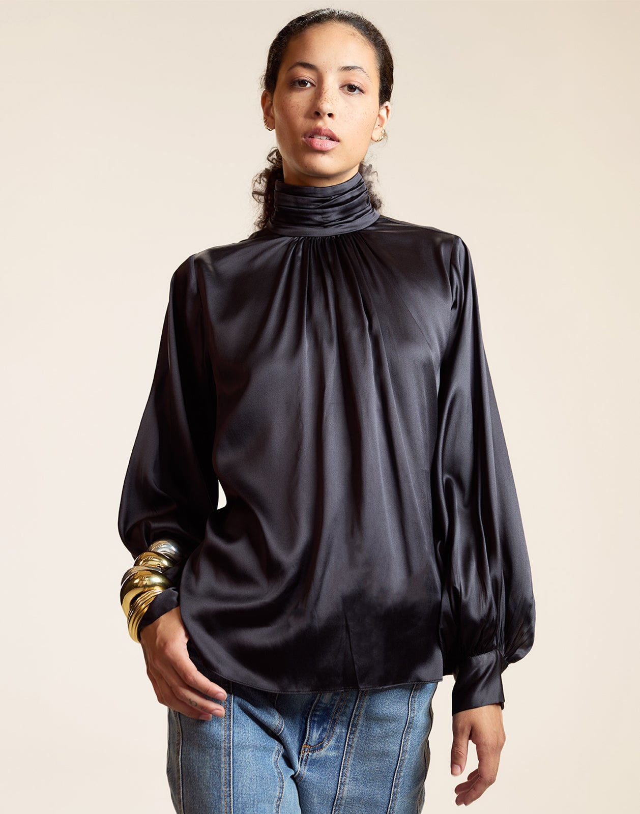 Cynthia Rowley Monroe Silk Blouse - Black
