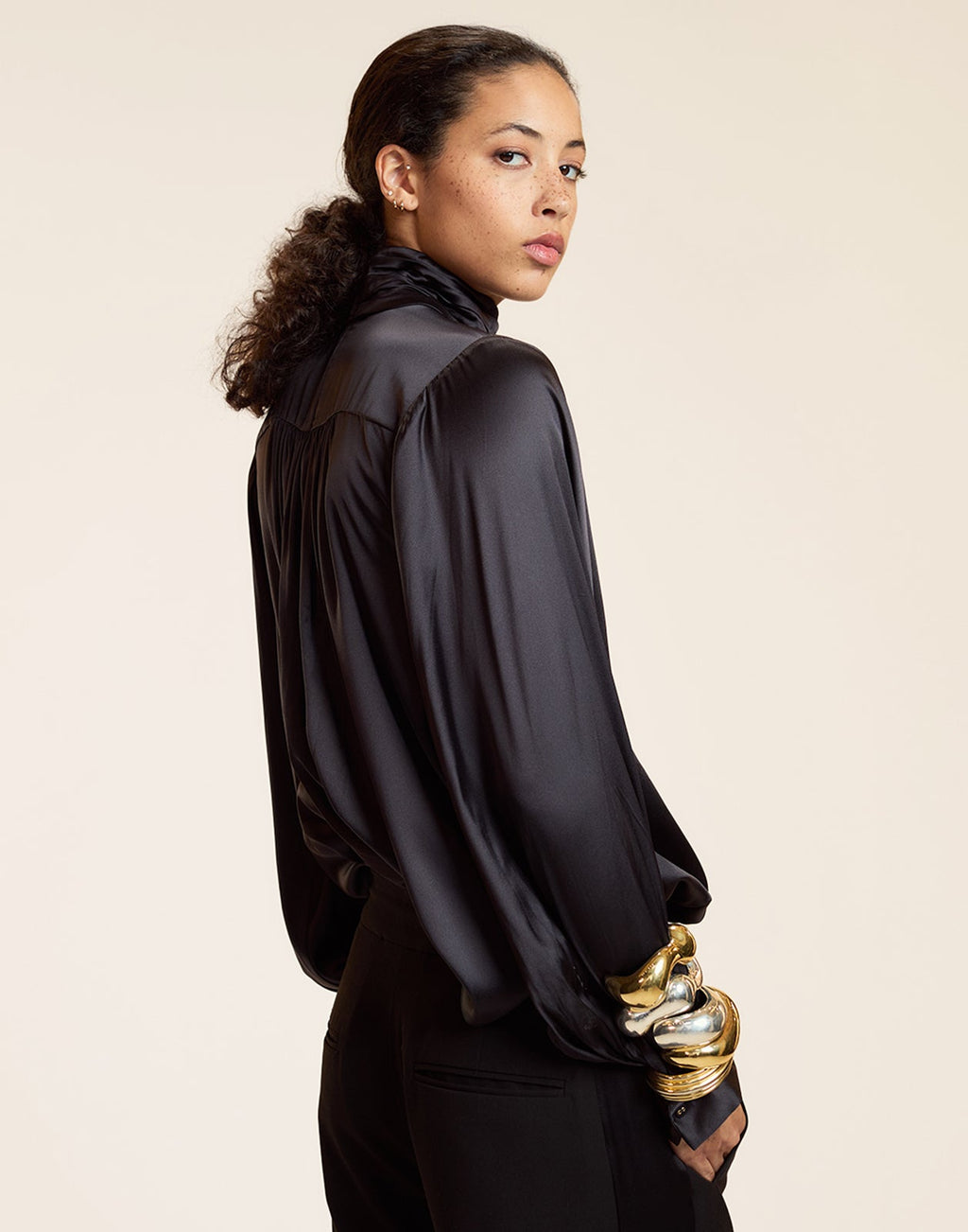 Cynthia Rowley Monroe Silk Blouse - Black