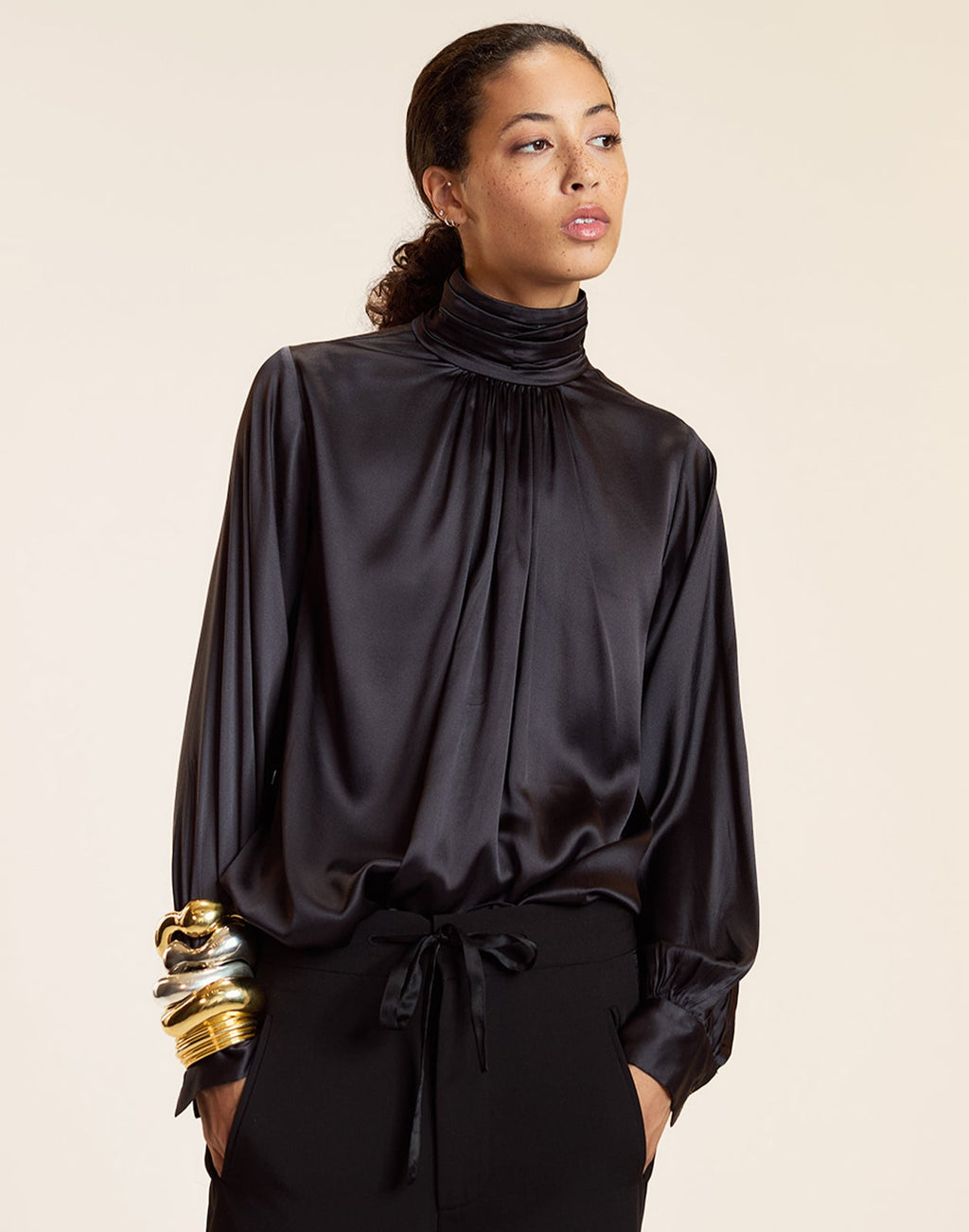 Cynthia Rowley Monroe Silk Blouse - Black