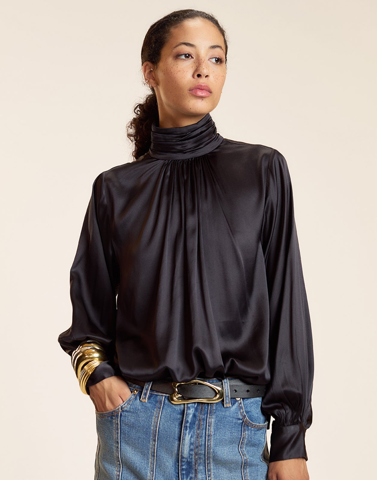 Cynthia Rowley Monroe Silk Blouse - Black