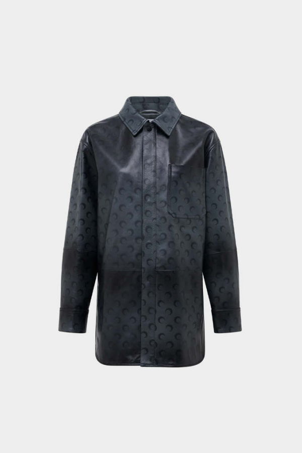 MARINE SERRE Moon Airbrushed Leather Overshirt