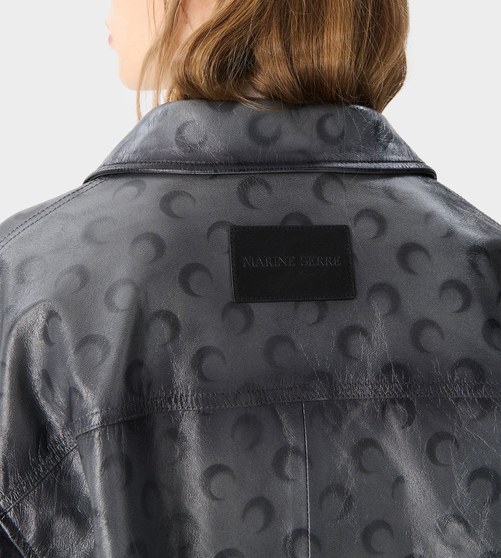 MARINE SERRE Moon Airbrushed Leather Overshirt