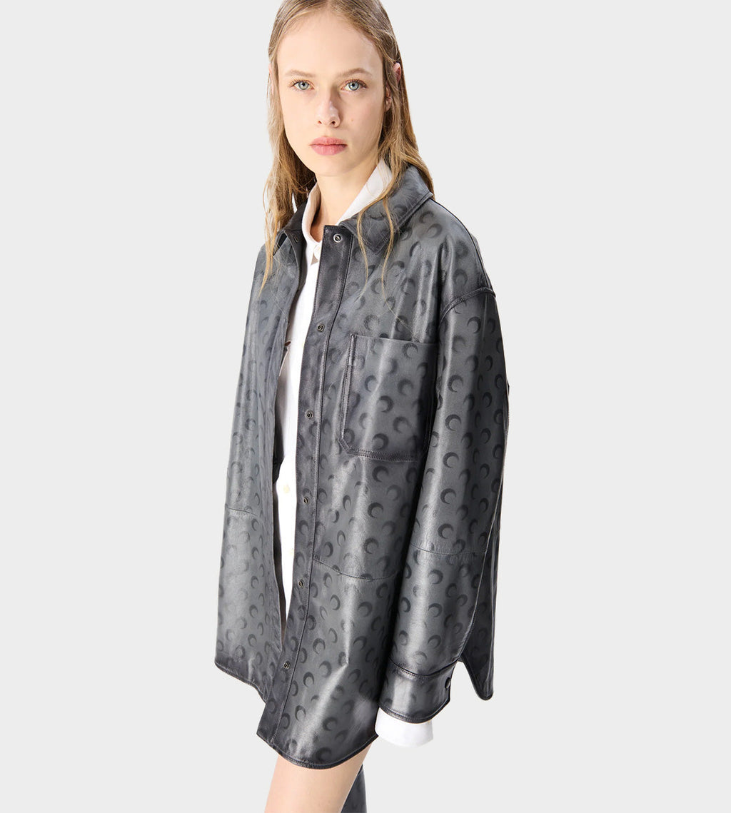 MARINE SERRE Moon Airbrushed Leather Overshirt