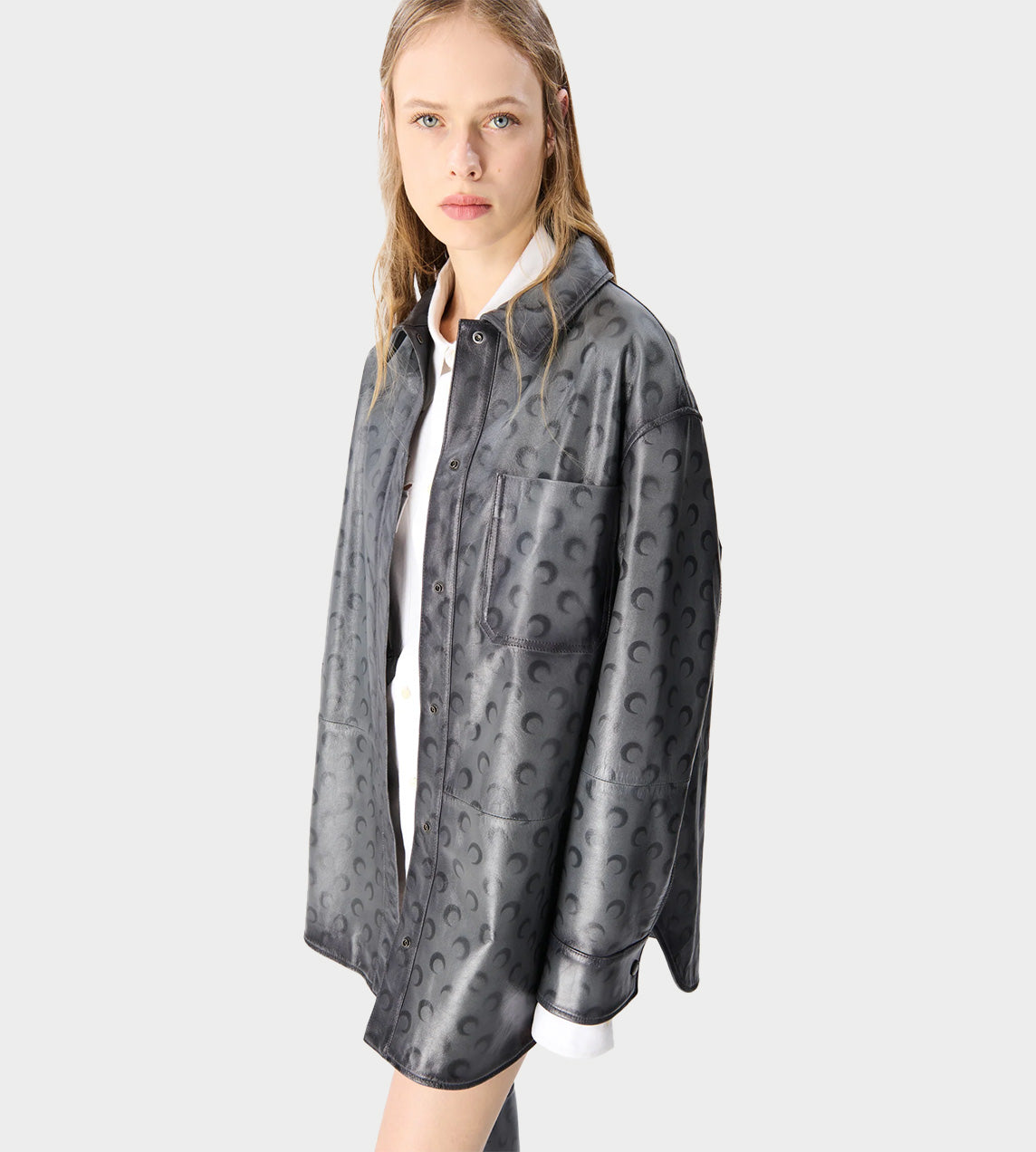 MARINE SERRE Moon Airbrushed Leather Overshirt