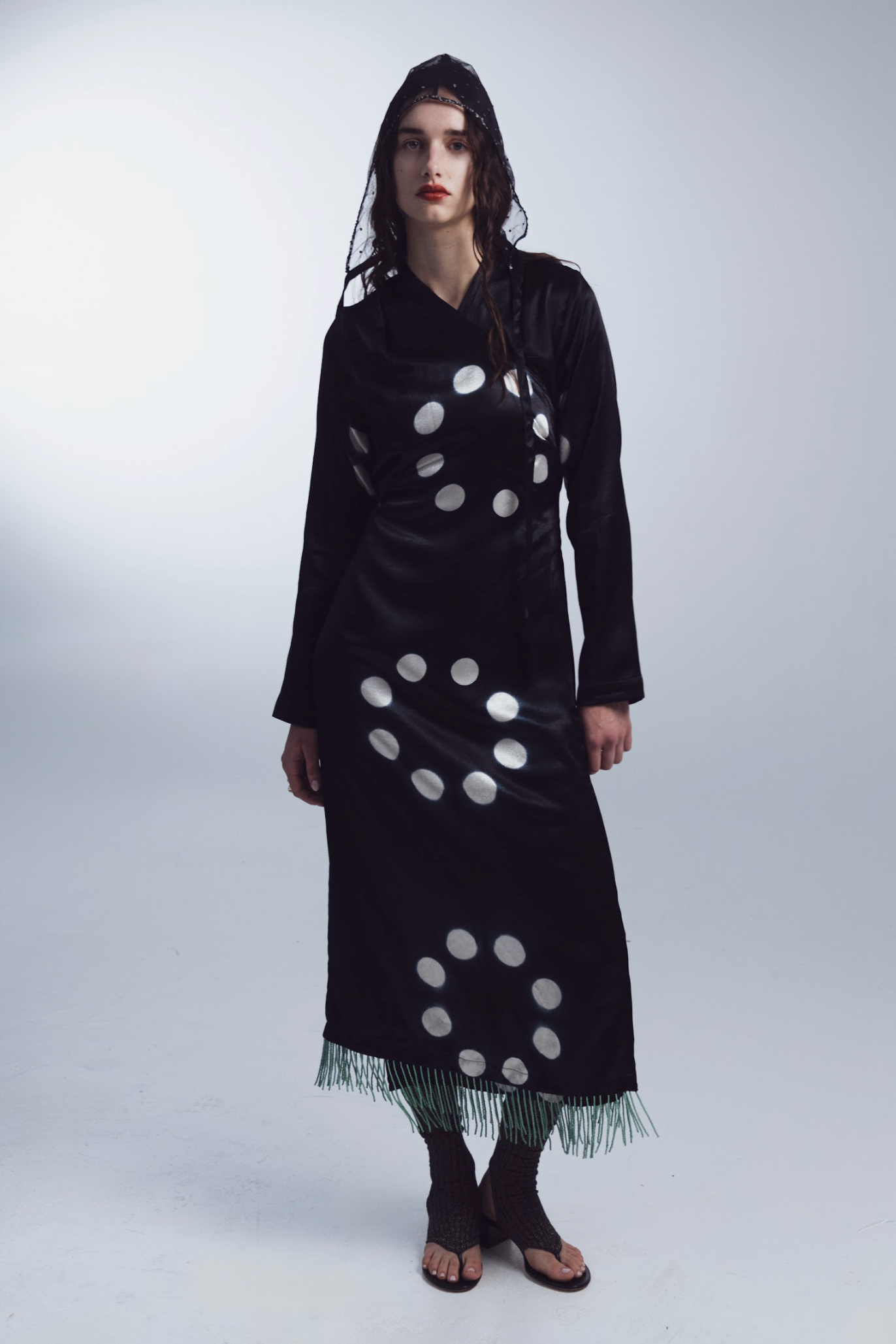 TIGRA TIGRA Moon Dye Wrap Dress with Beaded Fringe