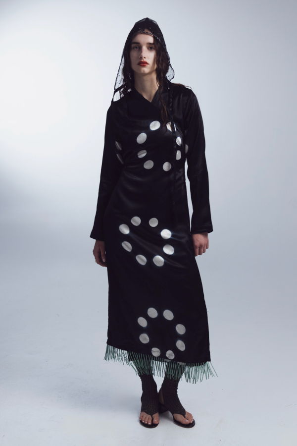 TIGRA TIGRA Moon Dye Wrap Dress with Beaded Fringe