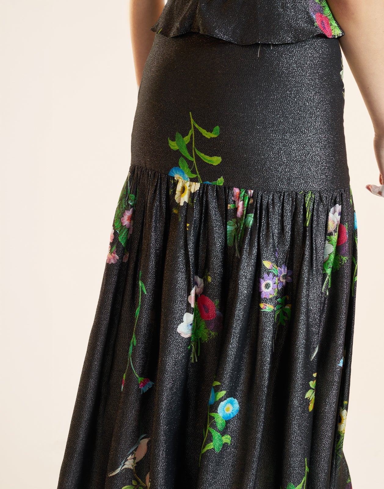 Cynthia Rowley Moonlight Shimmer Skirt - Black Floral