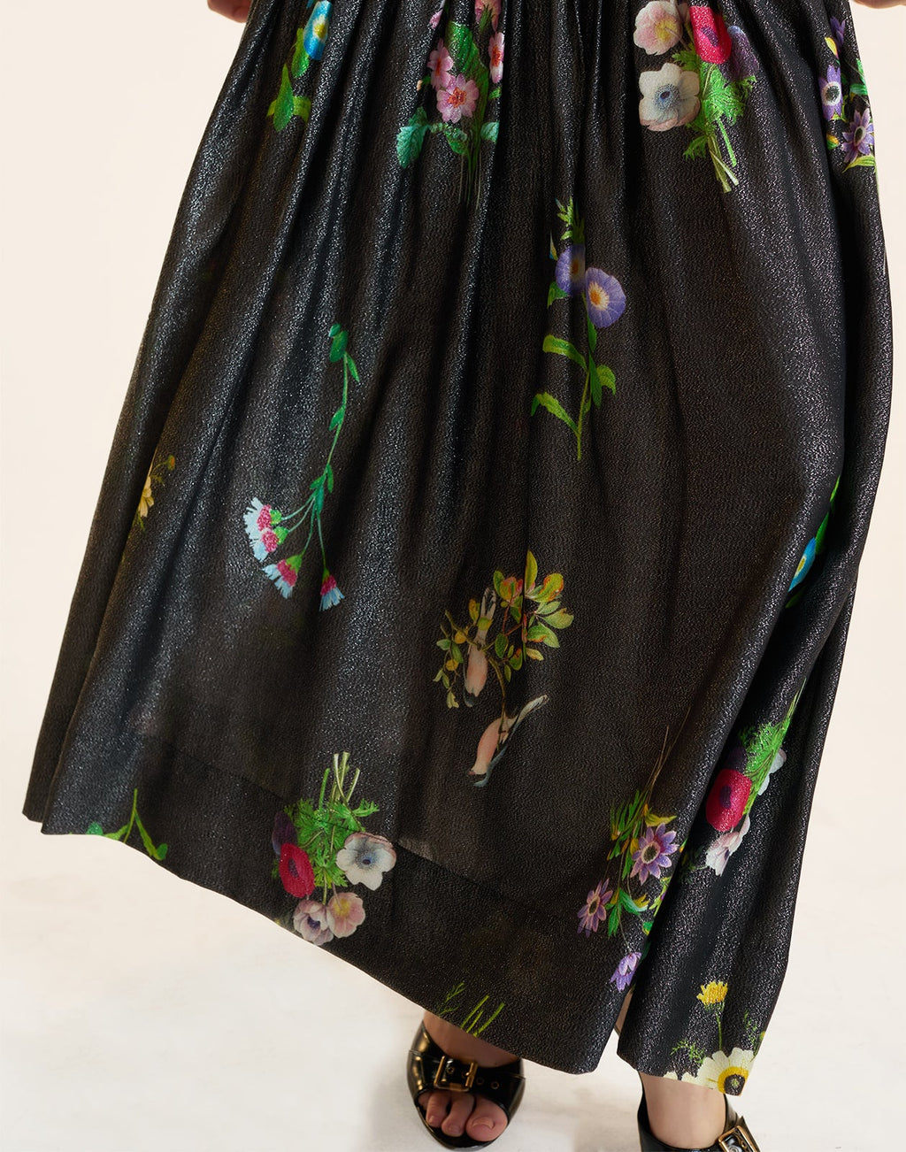 Cynthia Rowley Moonlight Shimmer Skirt - Black Floral