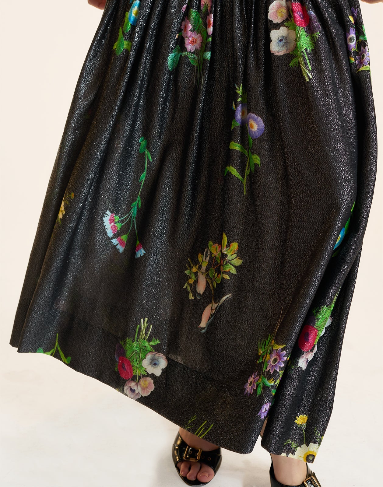 Cynthia Rowley Moonlight Shimmer Skirt - Black Floral