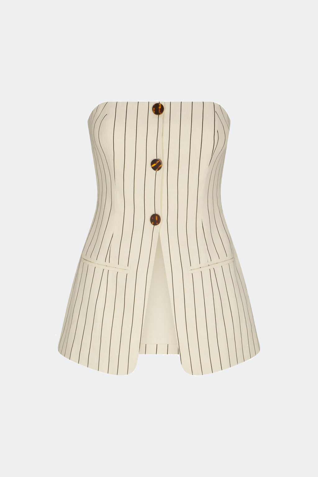 Simon Miller Mori Strapless Linen Top - Cream Pinstripe