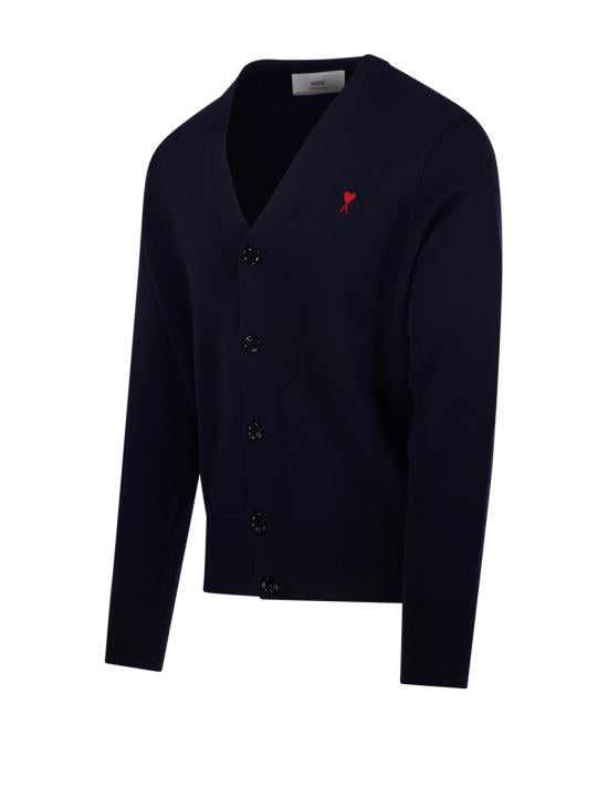 AMI Cardigan - Navy Red