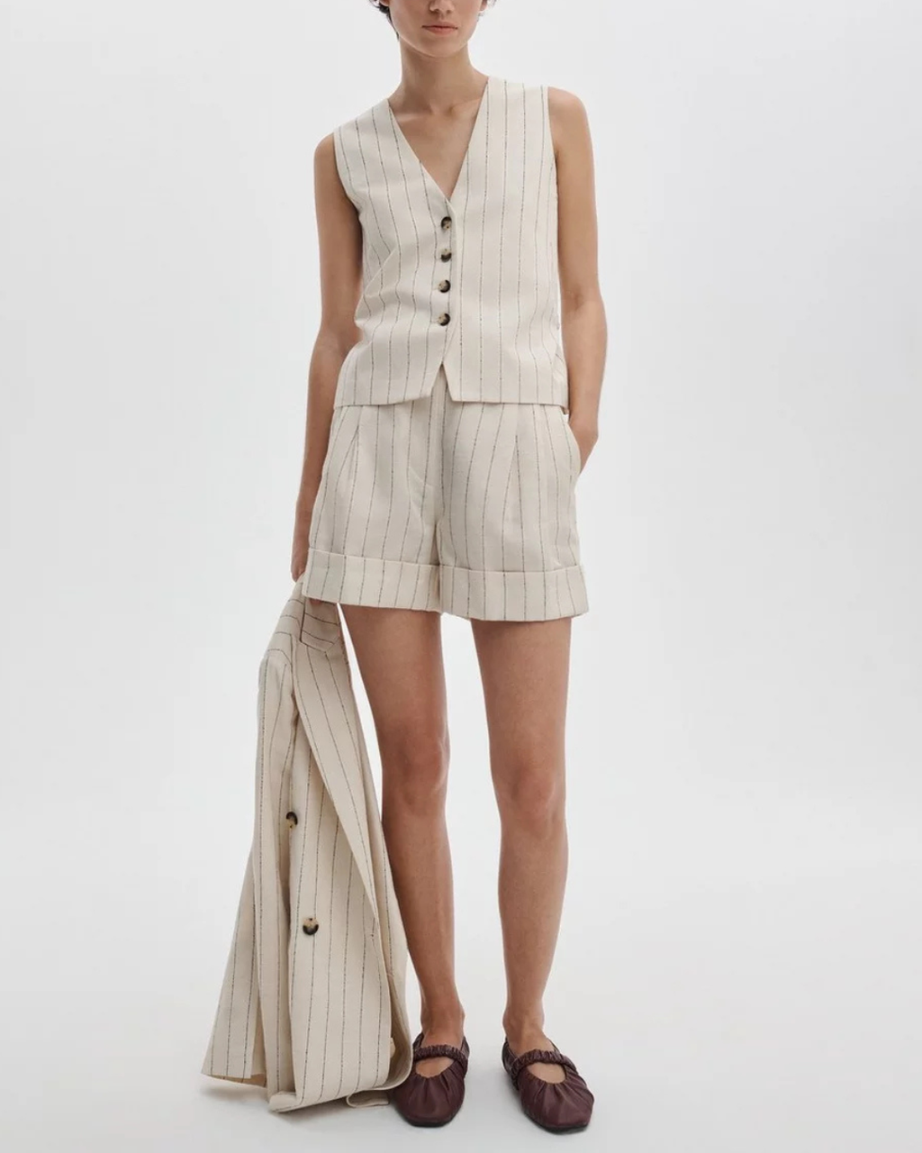 Rag & Bone Neila Stripe Shorts - White Stripe