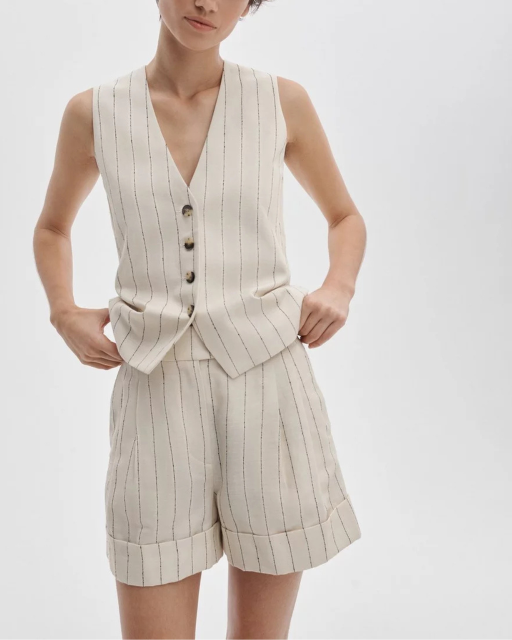 Rag & Bone Neila Stripe Shorts - White Stripe