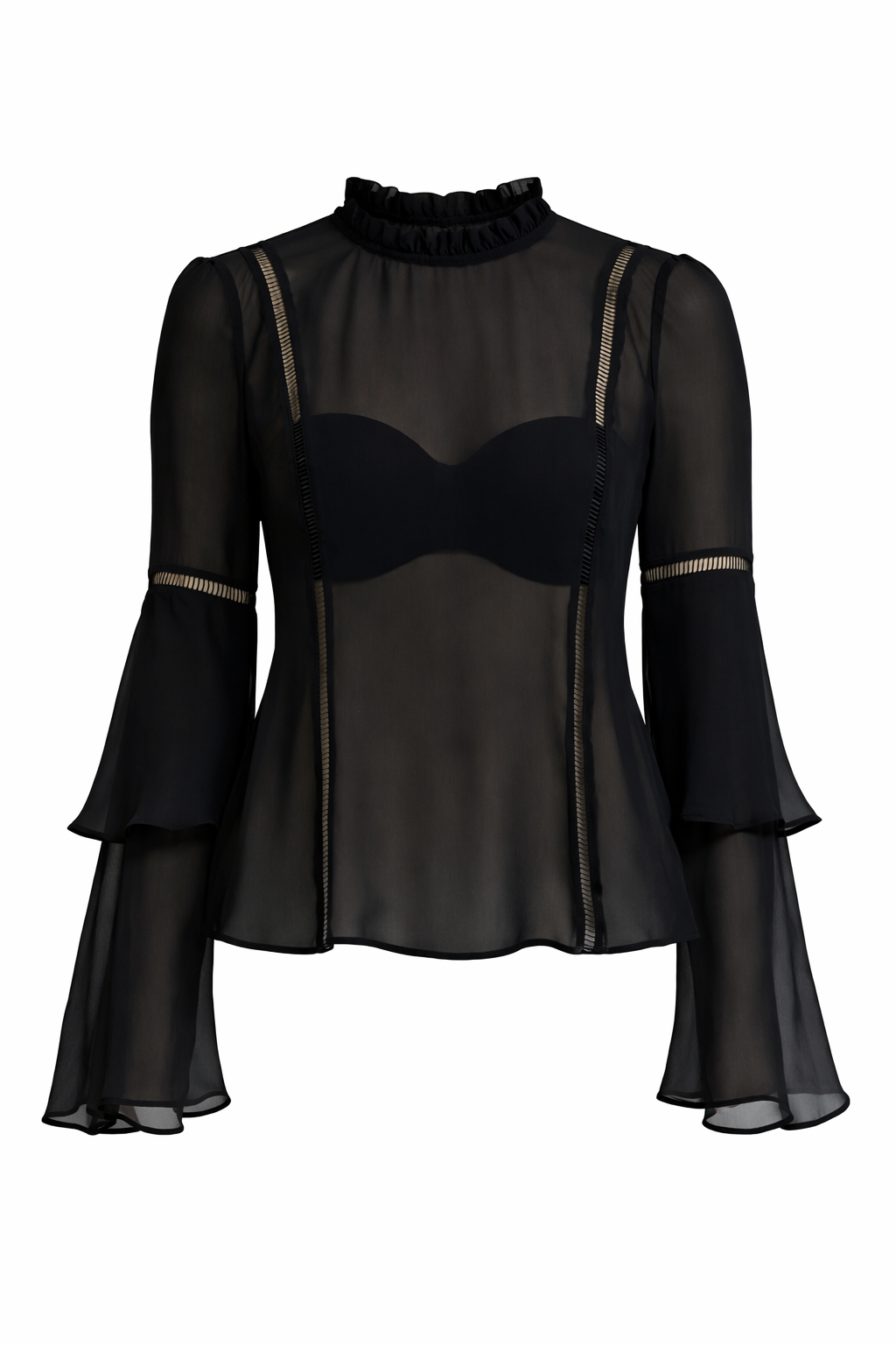 NICHOLAS Georgette Layer Sleeve Top - black