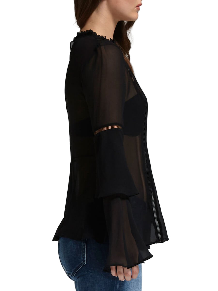 NICHOLAS Georgette Layer Sleeve Top - black