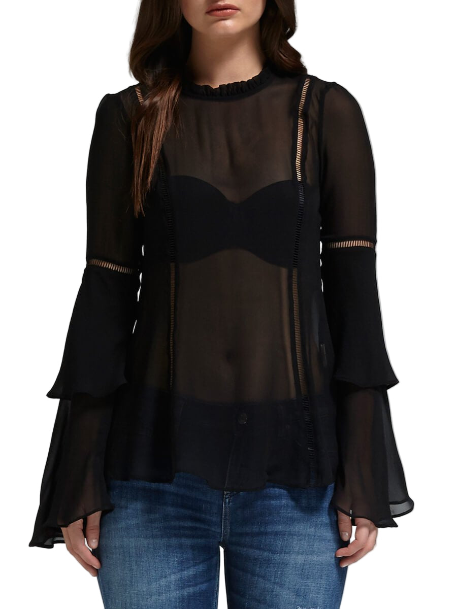 NICHOLAS Georgette Layer Sleeve Top - black