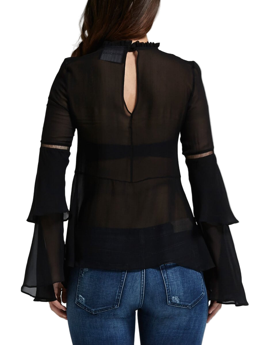 NICHOLAS Georgette Layer Sleeve Top - black