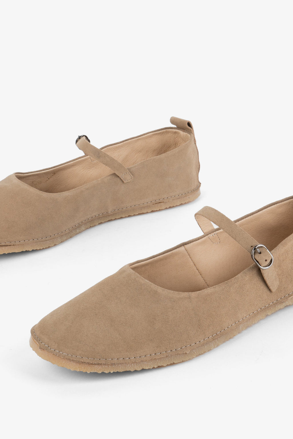 "INTENTIONALLY __________." Nicolette Suede Mary Jane - Taupe