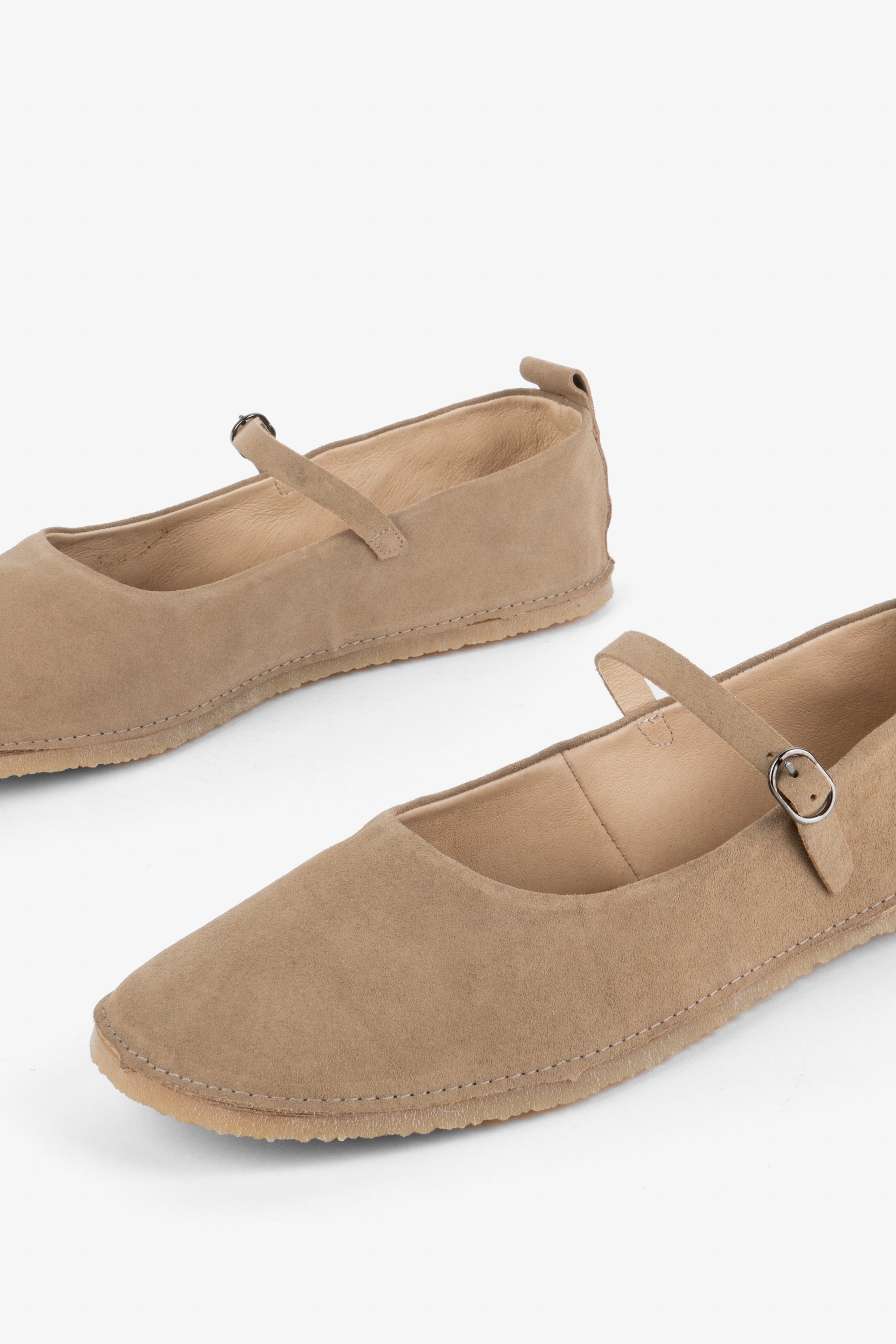 "INTENTIONALLY __________." Nicolette Suede Mary Jane - Taupe