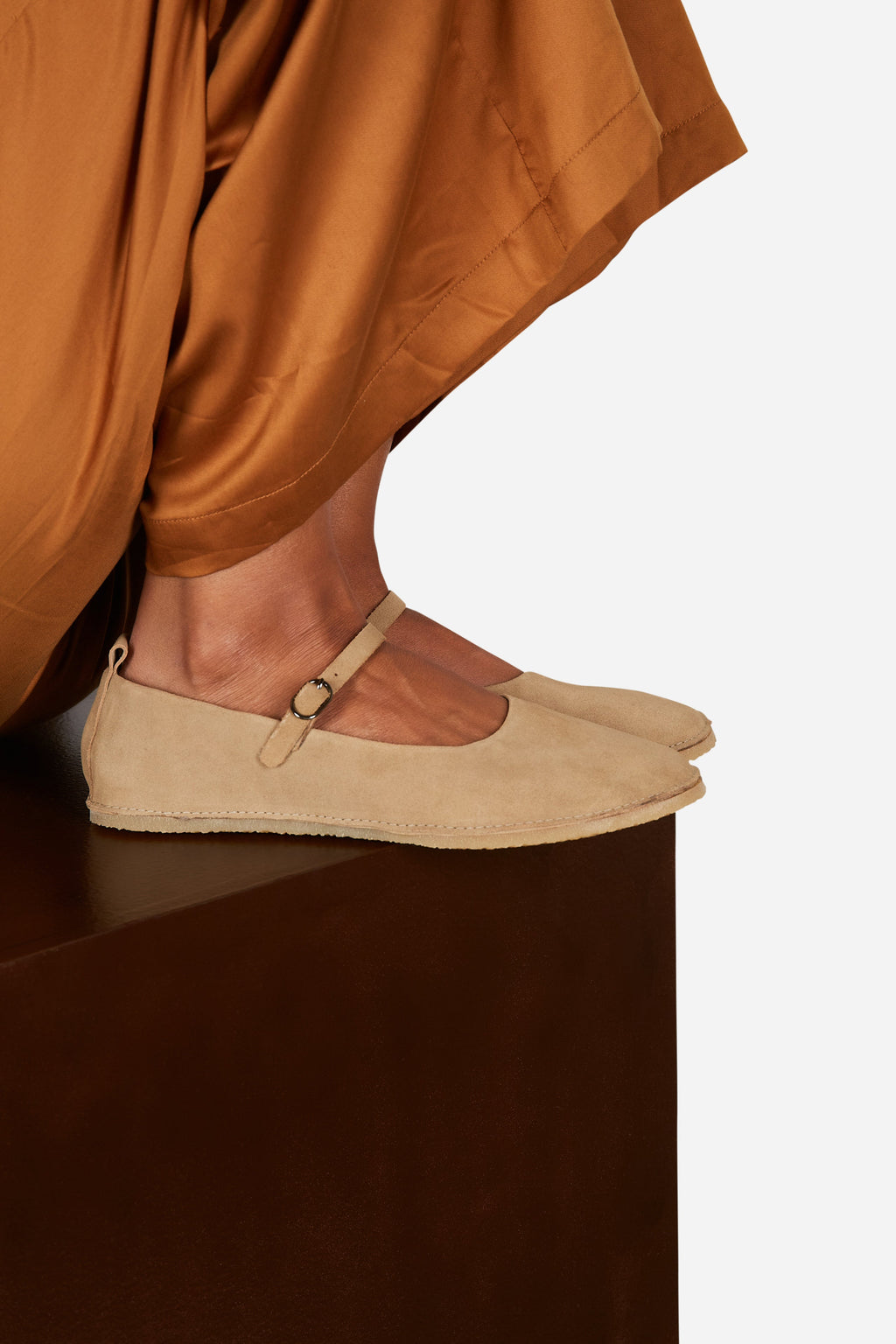 "INTENTIONALLY __________." Nicolette Suede Mary Jane - Taupe