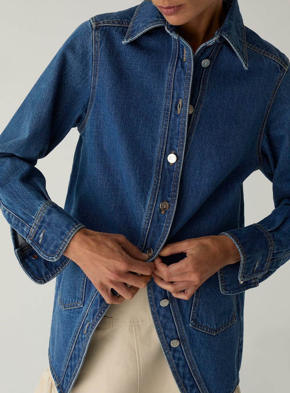 LAAGAM No Boyfriend Denim Overshirt - Denim Indigo