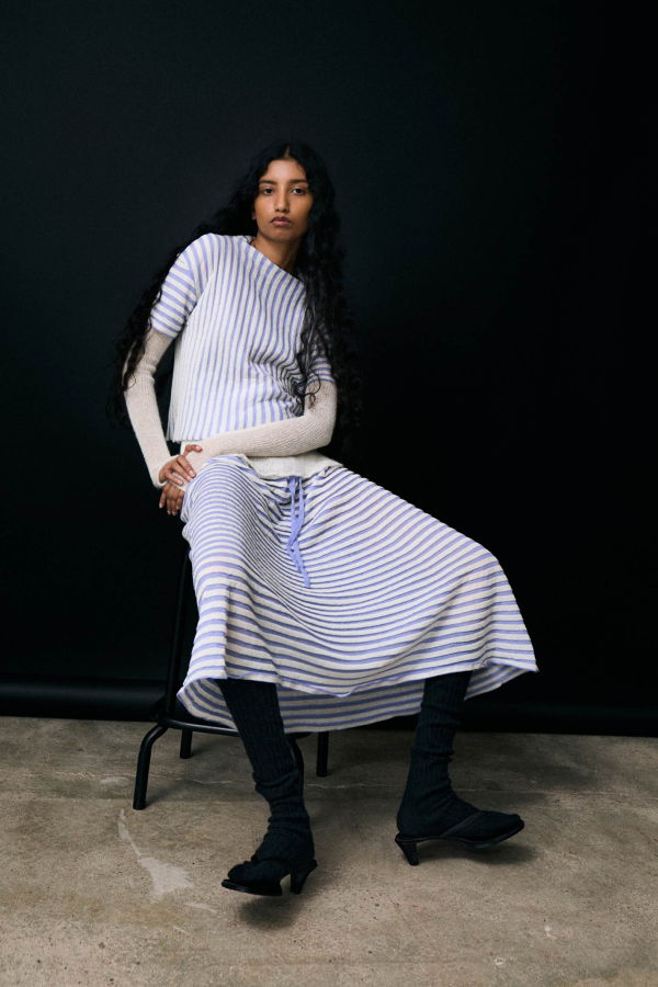 Rus Nagare Skirt - Salvia Blue/Chalk