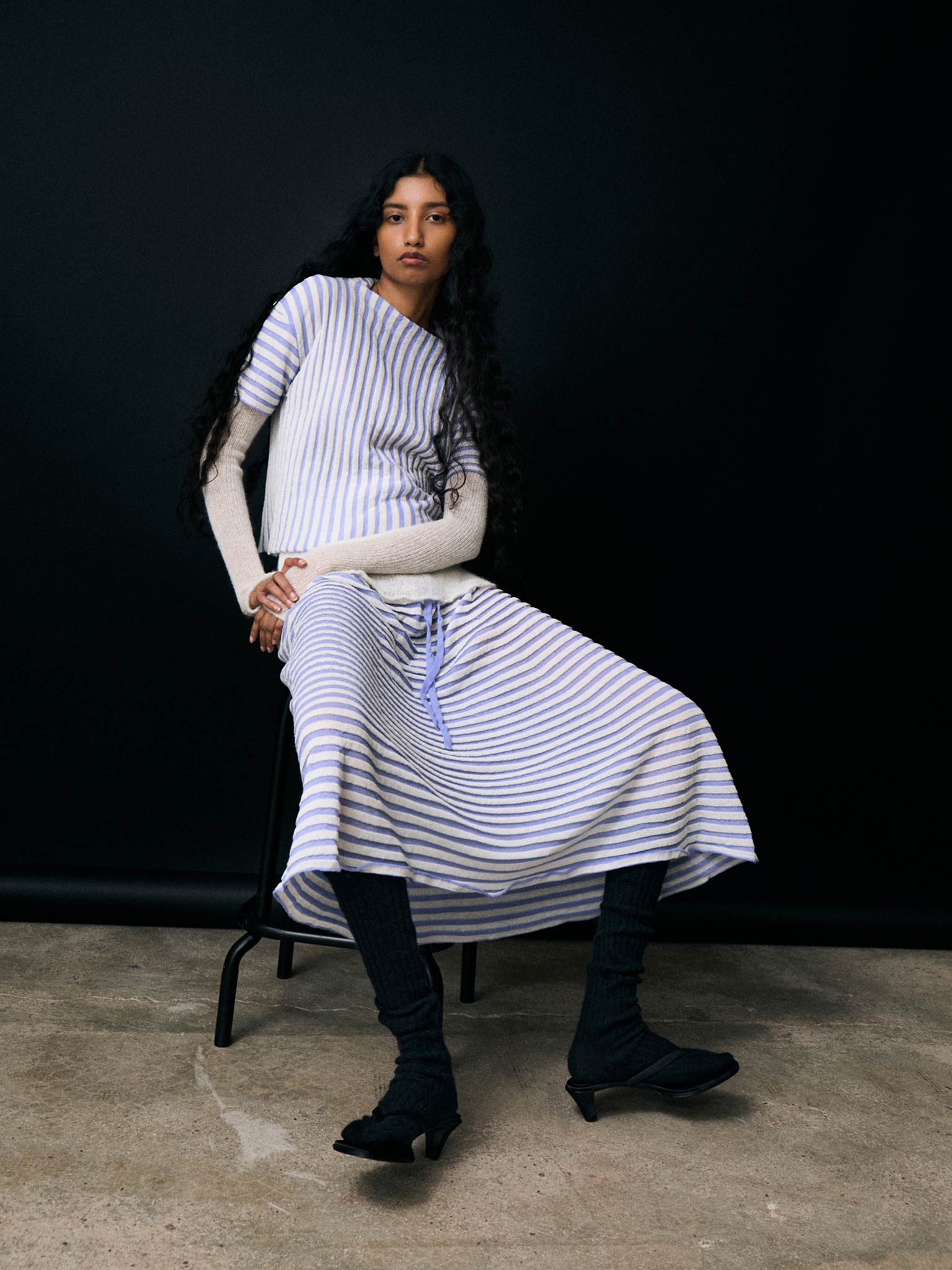 Rus Nagare Skirt - Salvia Blue/Chalk