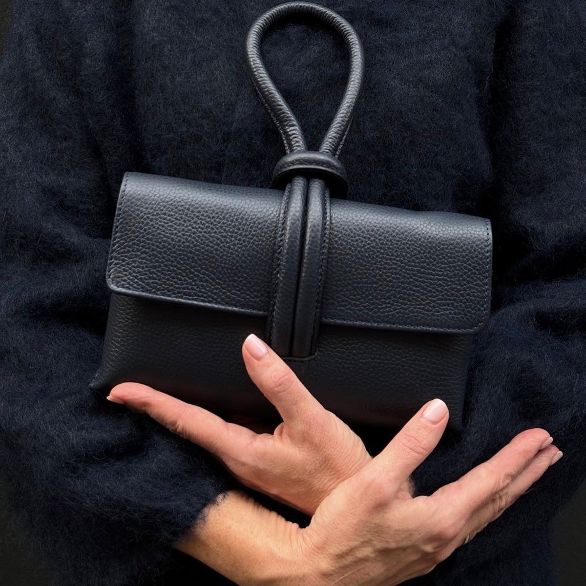 London Atelier Byproduct Leather Loop Clutch Bag