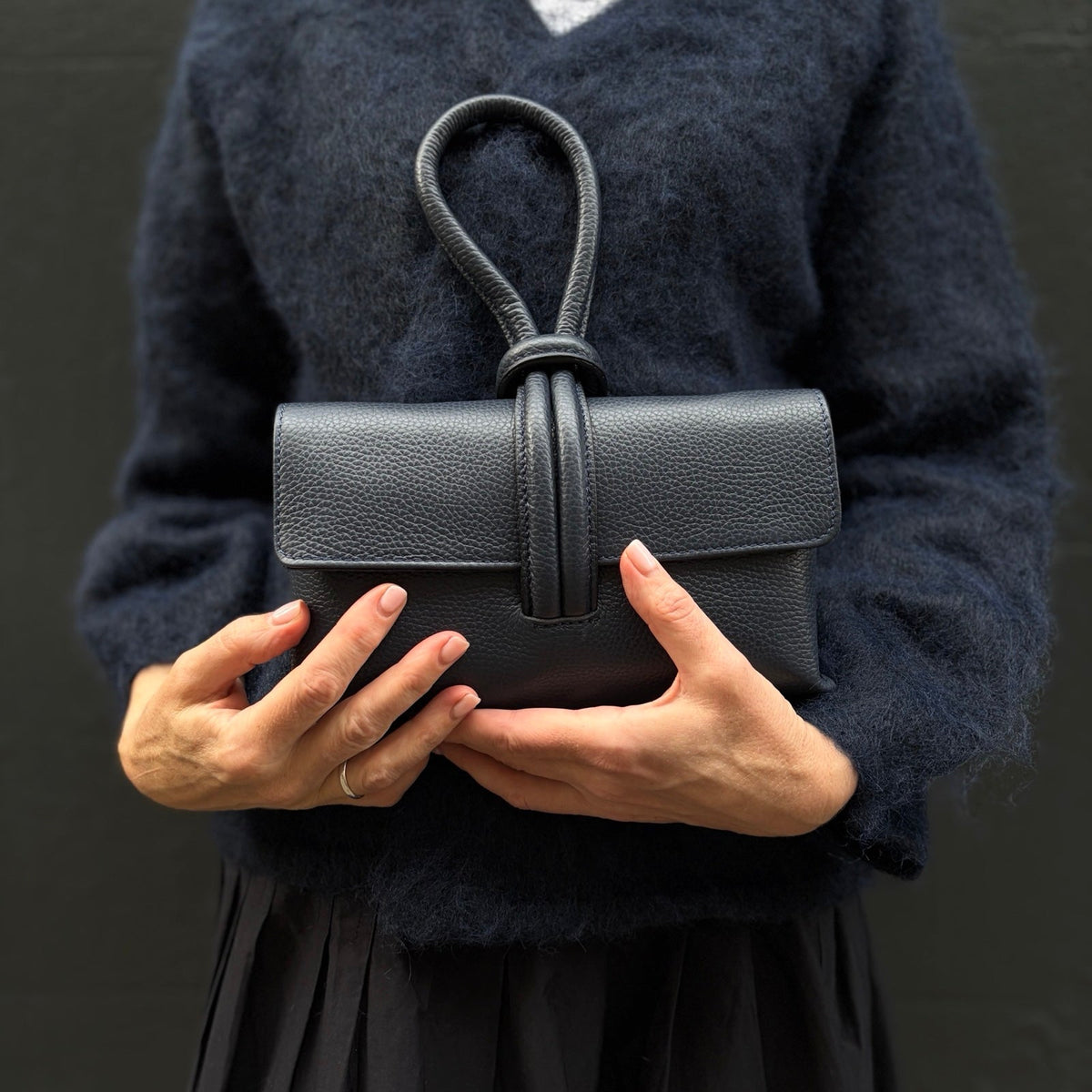 London Atelier Byproduct Leather Loop Clutch Bag