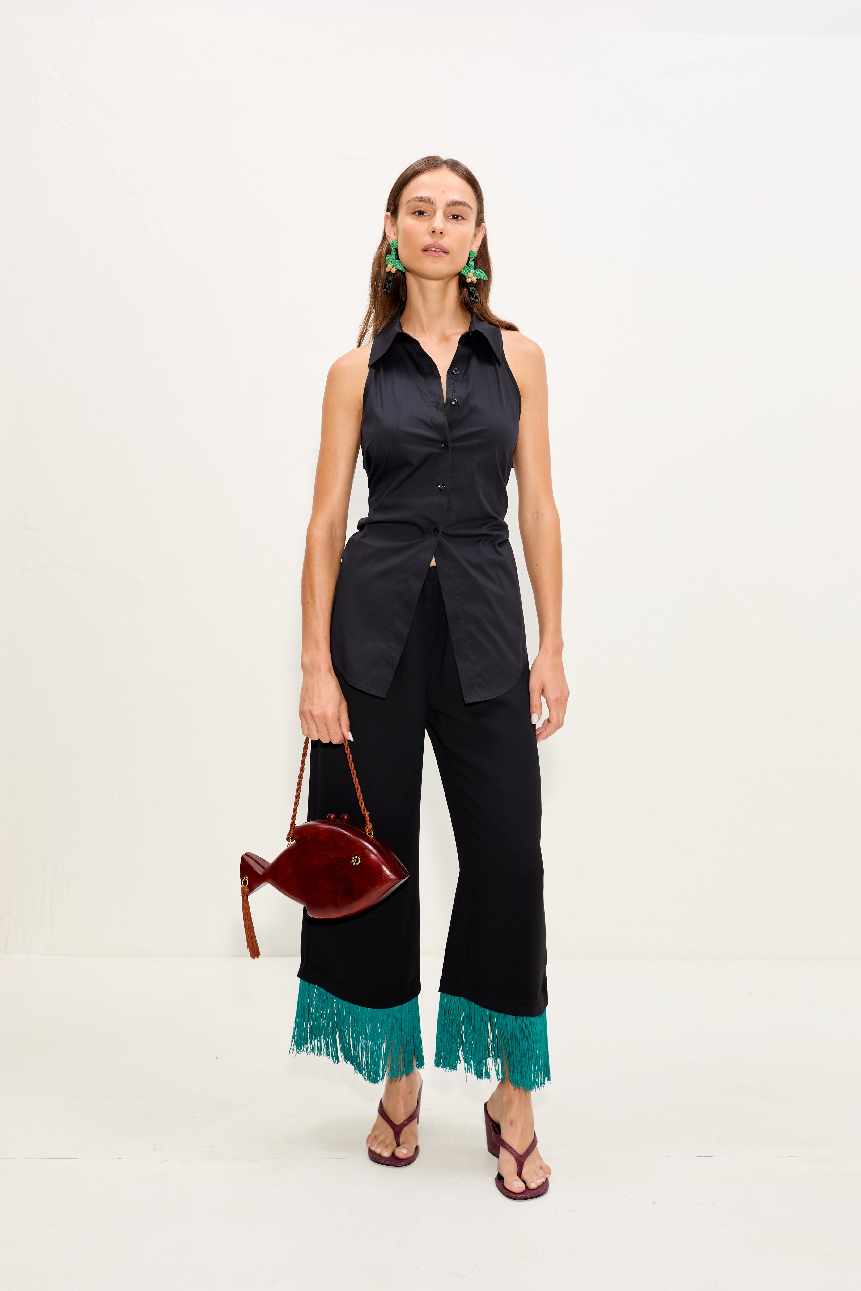 Simon Miller Nella Fringe Pant - Black/Teal
