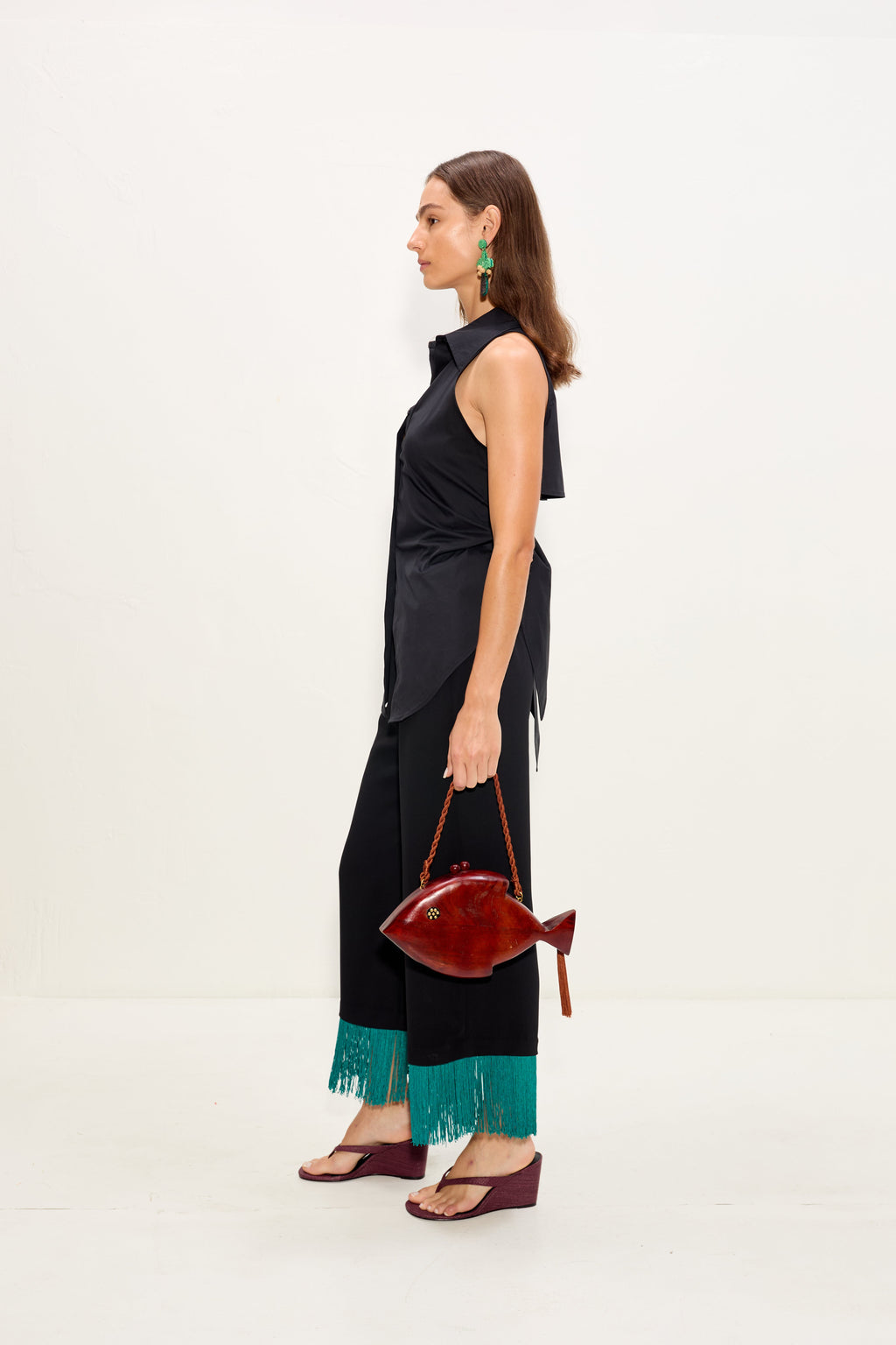 Simon Miller Nella Fringe Pant - Black/Teal