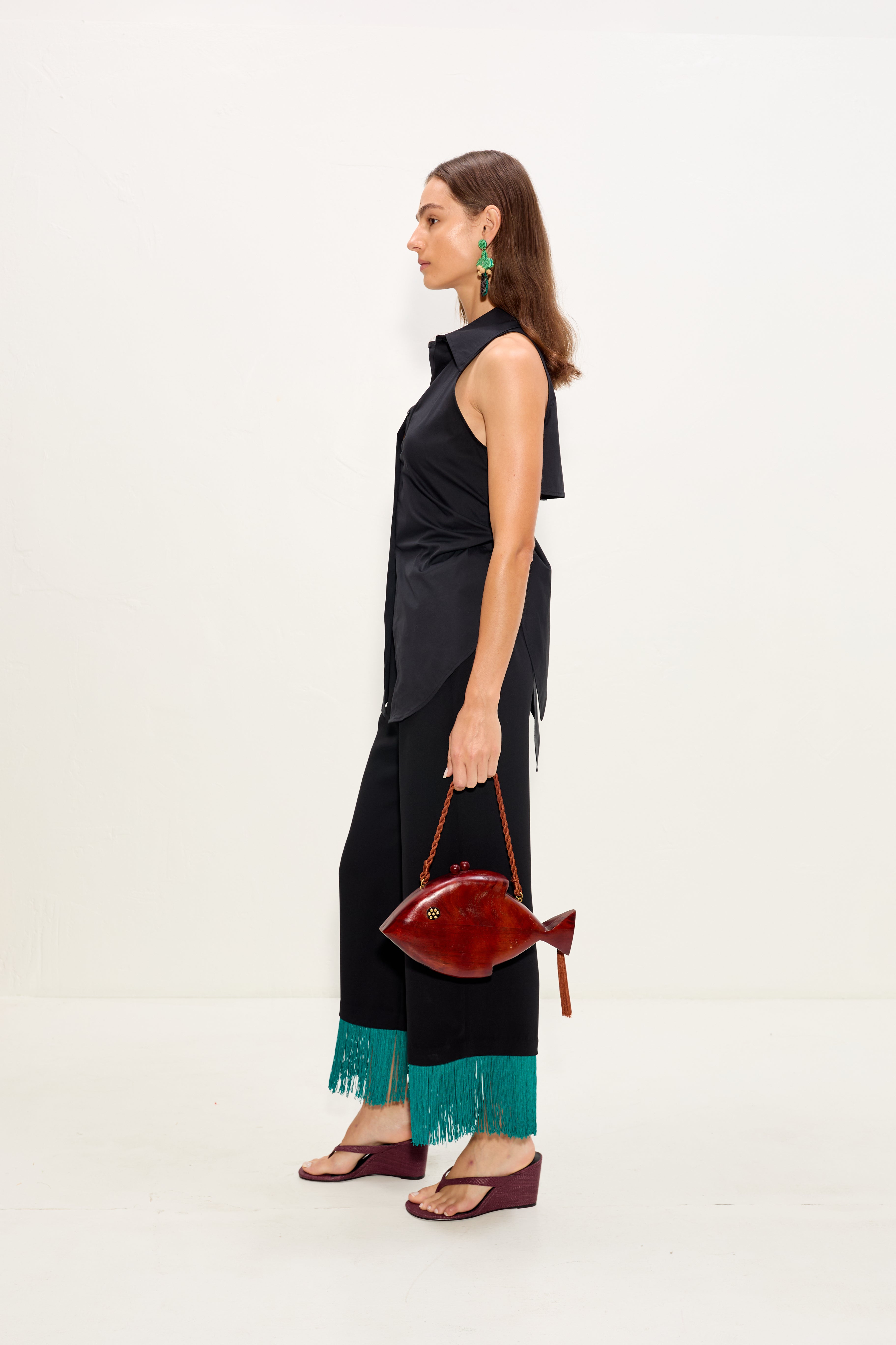 Simon Miller Nella Fringe Pant - Black/Teal