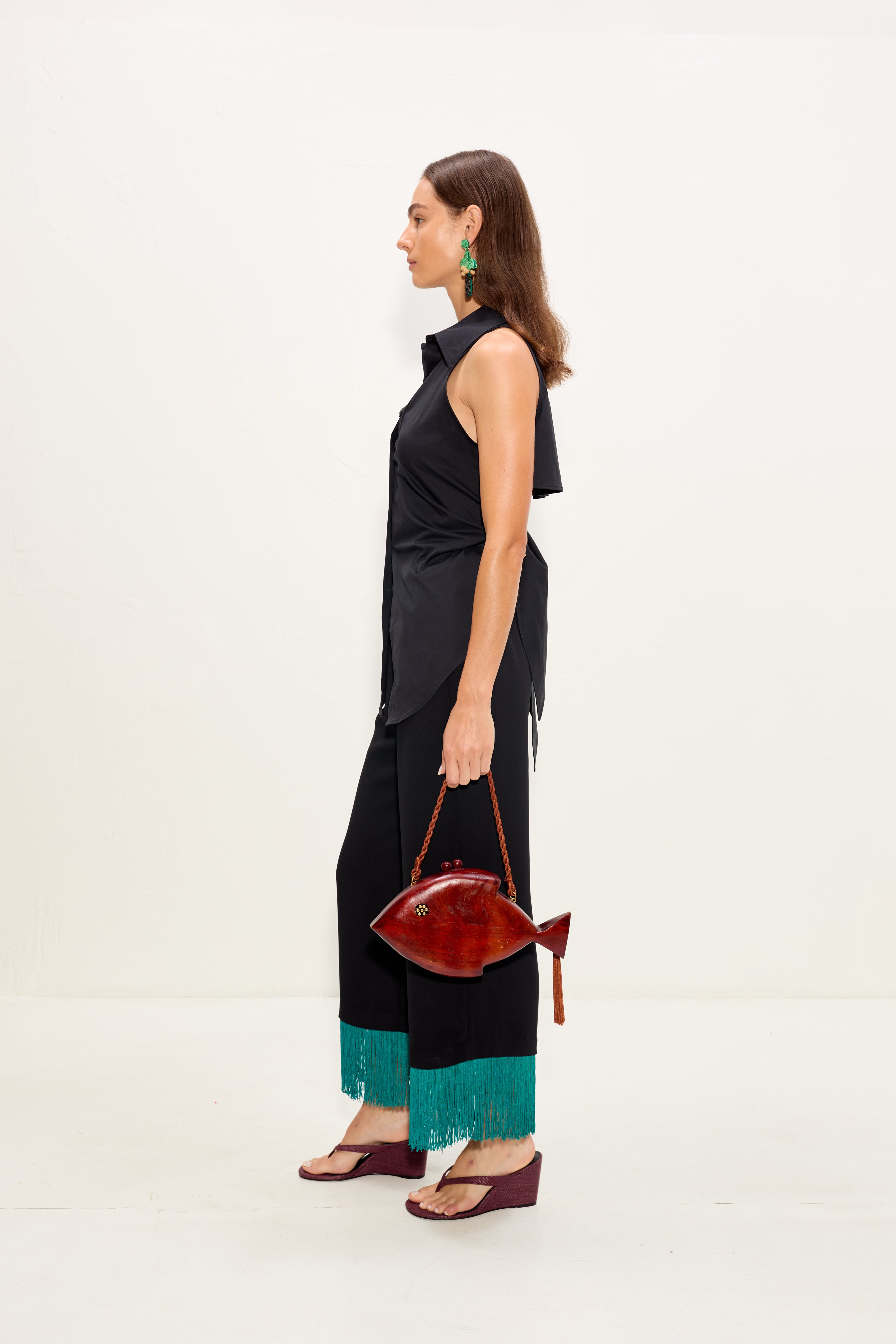 Simon Miller Nella Fringe Pant - Black/Teal