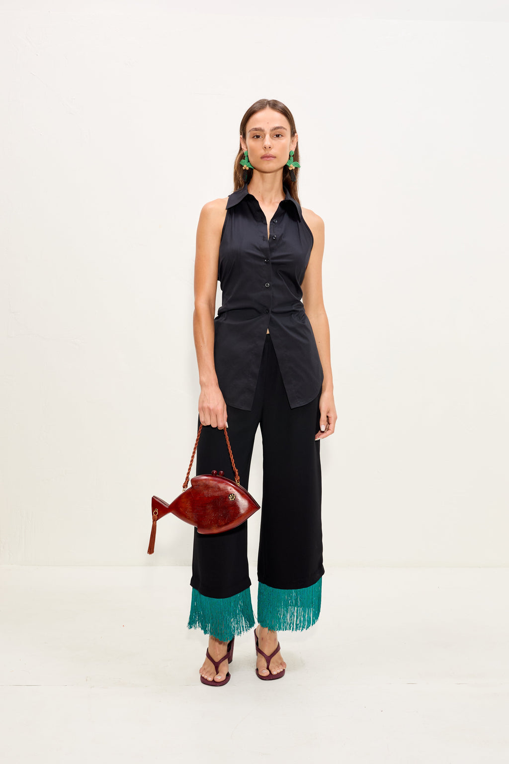 Simon Miller Nella Fringe Pant - Black/Teal