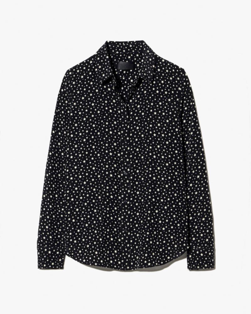 Nili Lotan Gaia Slim Shirt - Obsidian/Ivory Polka Dot