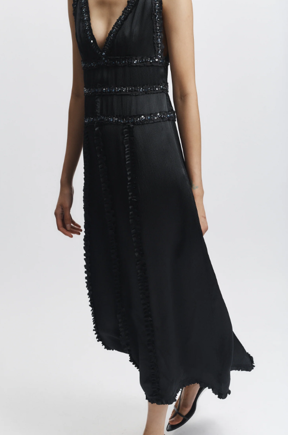 Saint Art Nola Embellished Silk Dress