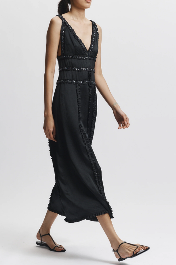 Saint Art Nola Embellished Silk Dress