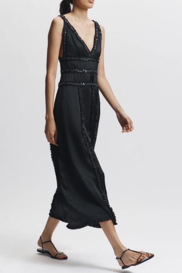 Saint Art Nola Embellished Silk Dress