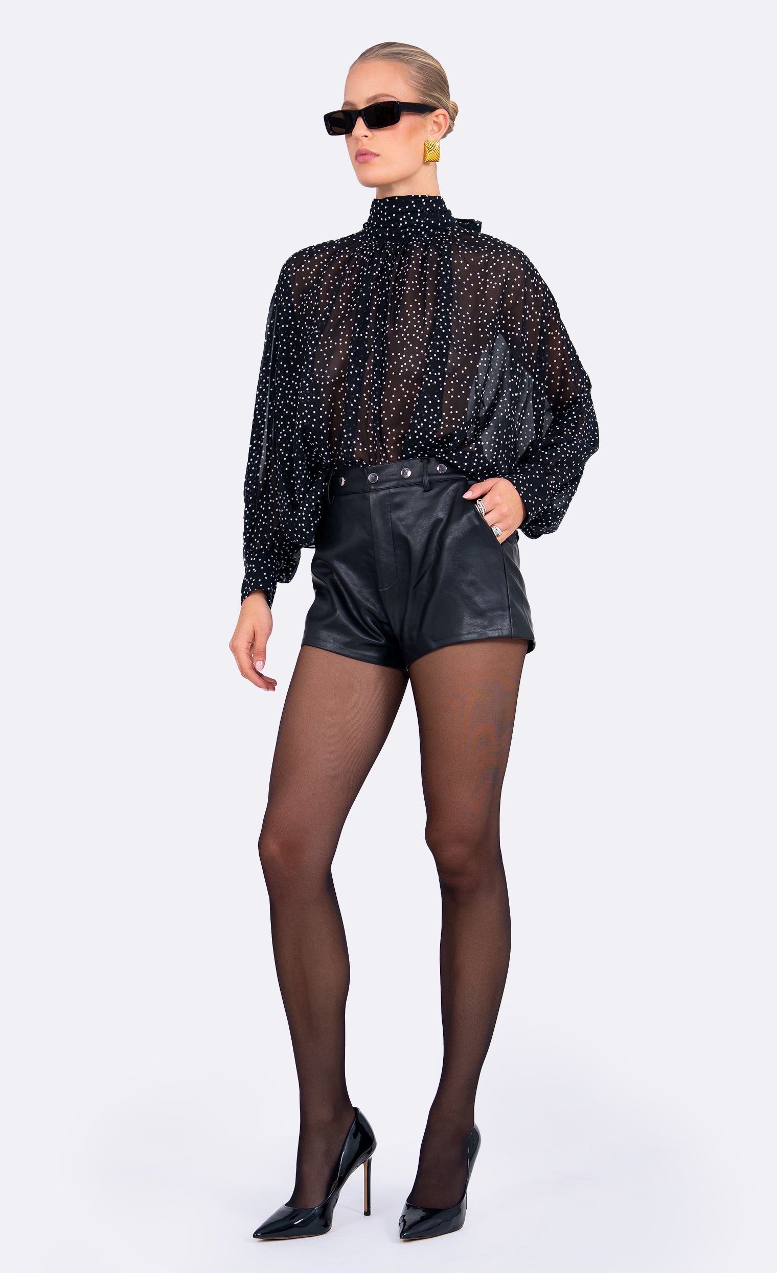 Nonchalant Label Gaia Top - Black/White Polka Dot