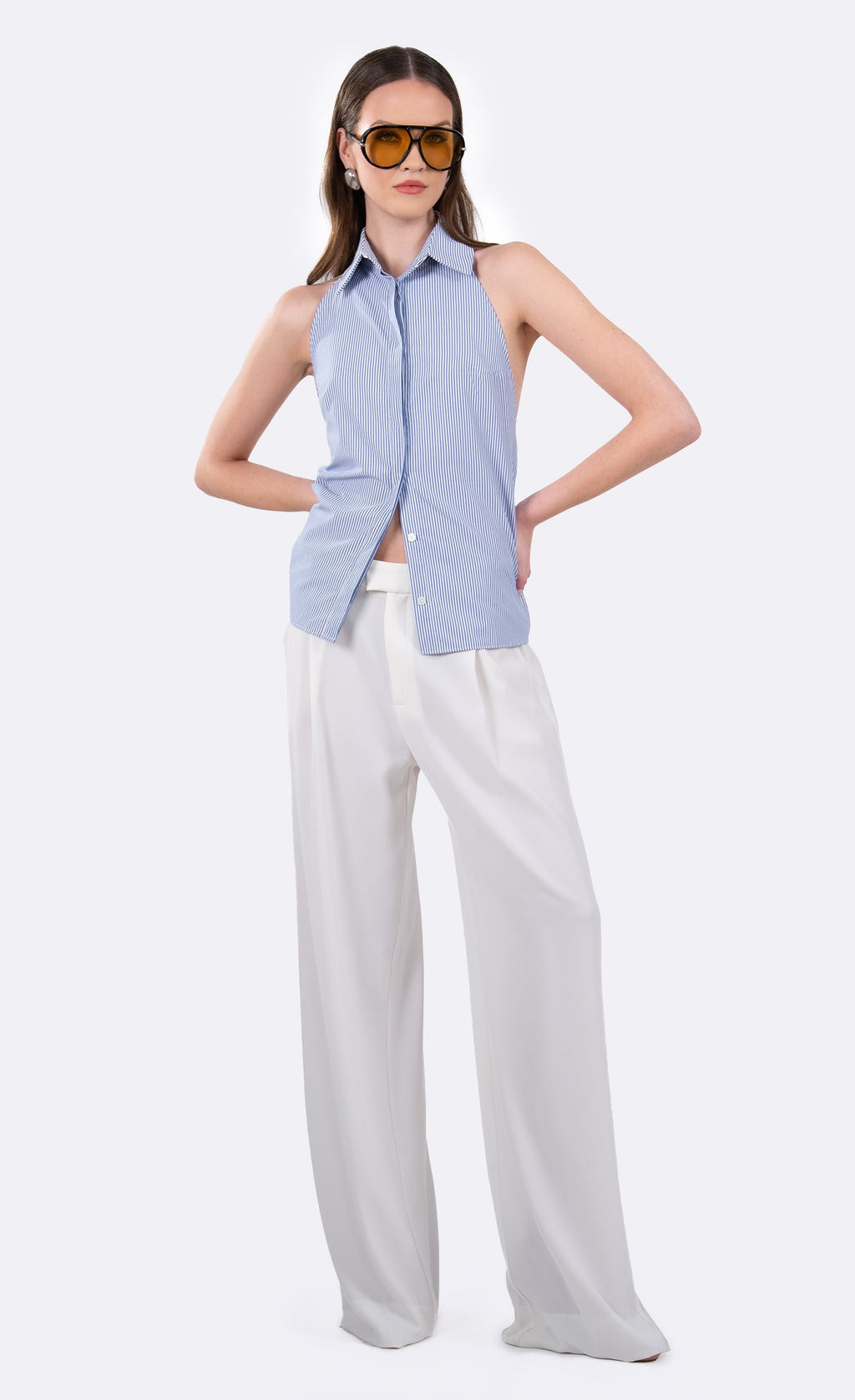 Nonchalant Label Pamela Top - Blue/White Stripe