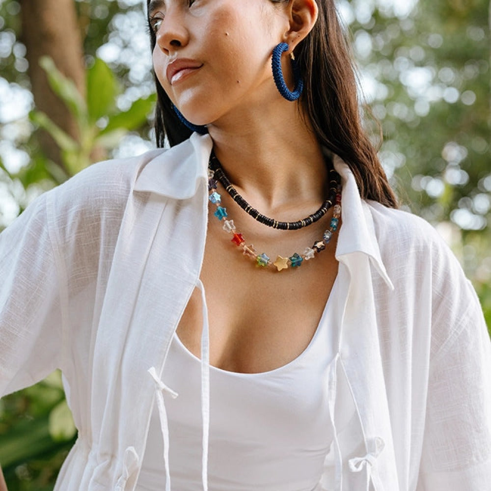 Noonday Collection Azul Crochet Hoops Earrings